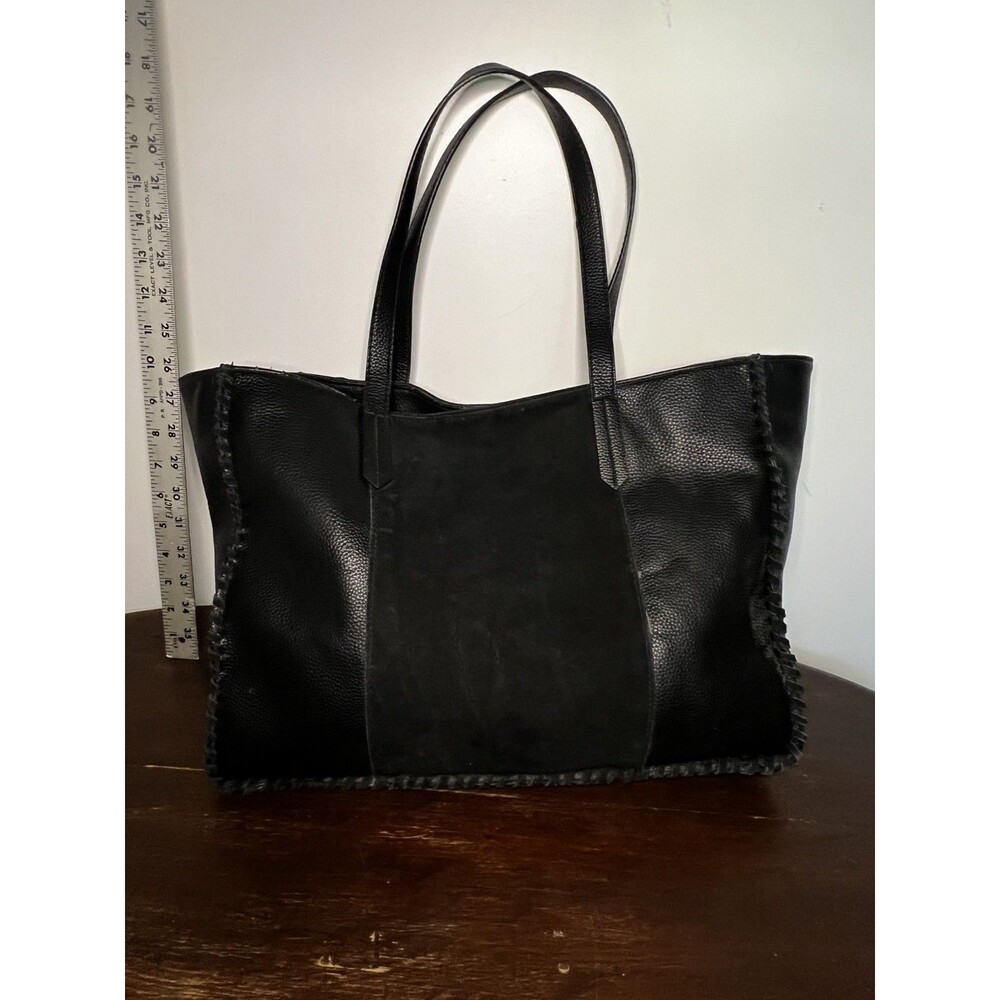 AVON SIGNATURE COLLECTION Black Suede Leather Satchel Bag